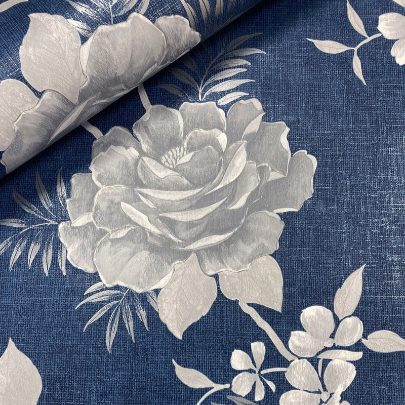 Rosalind Floral Wallpaper Blue Muriva 173503