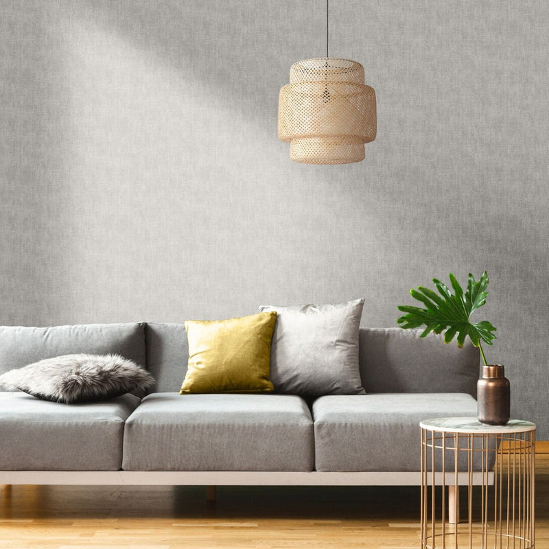 Linen Texture Effect Wallpaper Grey Muriva 173531
