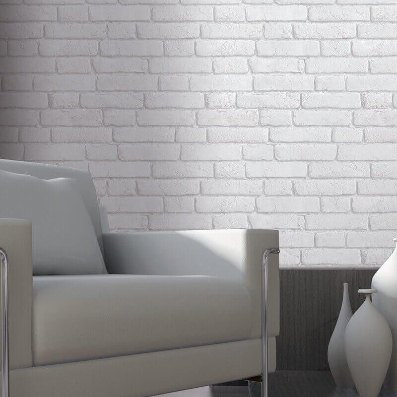 Muriva Brick 3D Effect White Wallpaper J30309