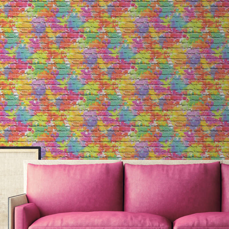 Muriva Camouflage Brick Multi Wallpaper L33505