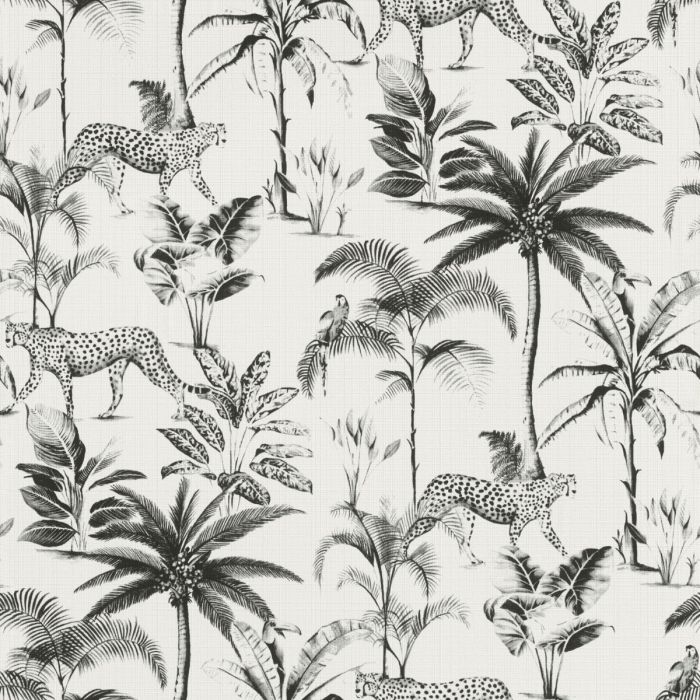 Savannah Cheetah Wallpaper White / Black Rasch 409017
