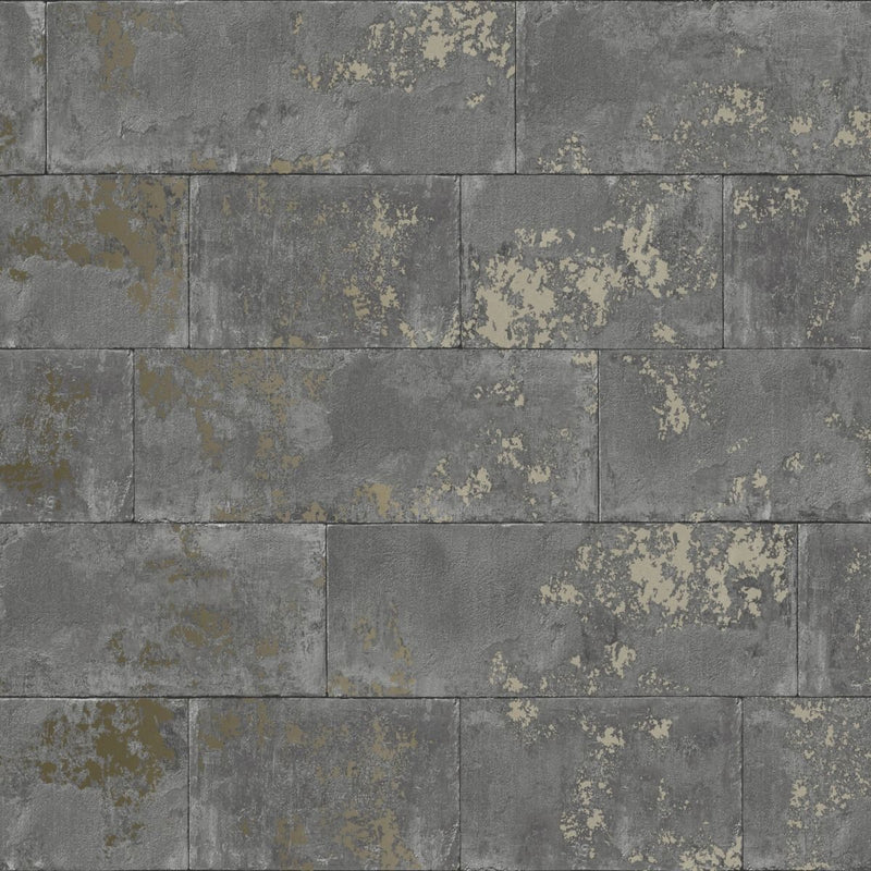 Metallic Brick Wallpaper Charcoal Rasch 248685